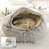 Hot Plush Round Cat Bed Cat Warm House Soft Long Plush Pet Dog Bed For