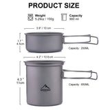 Titanium Cooking Pot Set Tableware for Camping Outdoor Cookware