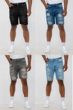 Washed Distressed Denim Shorts