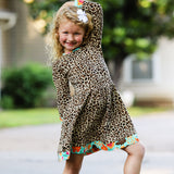 AnnLoren Little & Big Girls Long Sleeve Leopard Rose Fall Floral Dress