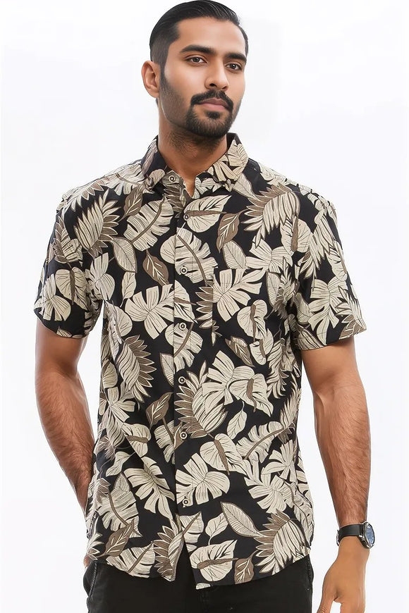 Hawaiian Print Button Down Shirt