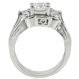 Rhodium Brass Ring with AAA Grade CZ  in Clear