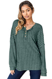 Basic Bae Full Size Ribbed Half Button Long Sleeve T-Shirt