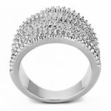 3W1465 - Rhodium Brass Ring with AAA Grade CZ  in Clear