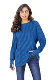 Basic Bae Full Size Ribbed Round Neck Long Sleeve Knit Top