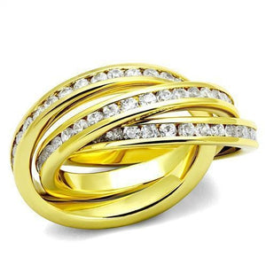 3W1330 - Gold Brass Ring with AAA Grade CZ  in Clear