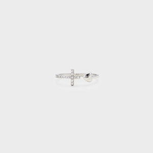 Heart Shape Cross Inlaid Zircon Open Ring