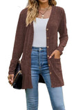 Ribbed Button Up Long Sleeve Cardigan