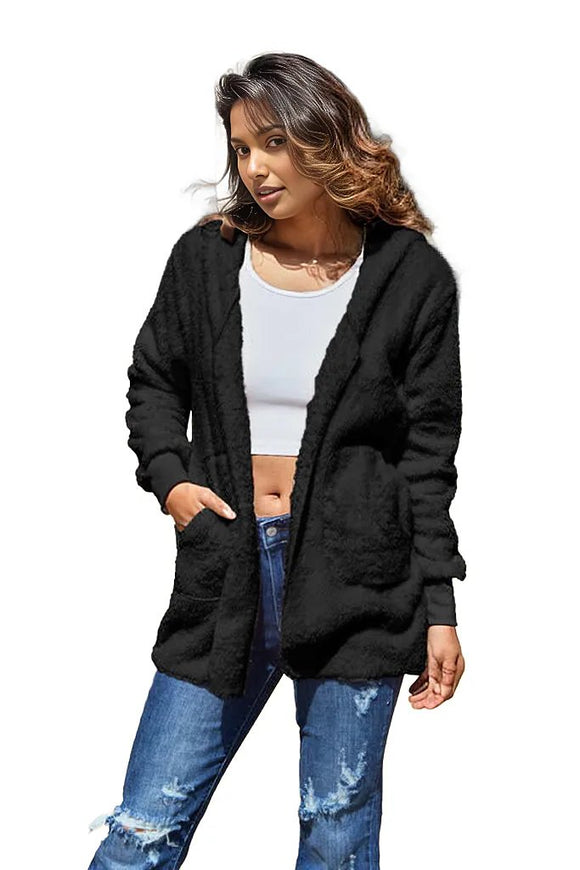 Teddy Hooded Jacket with Pockets