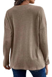 Ribbed Half Button Long Sleeve Knit Top