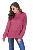 Basic Bae Full Size Ribbed Exposed Seam Mock Neck Knit Top