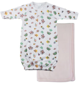 Bambini Print Infant Gown and Recieving Blanket