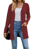 Ribbed Button Up Long Sleeve Cardigan