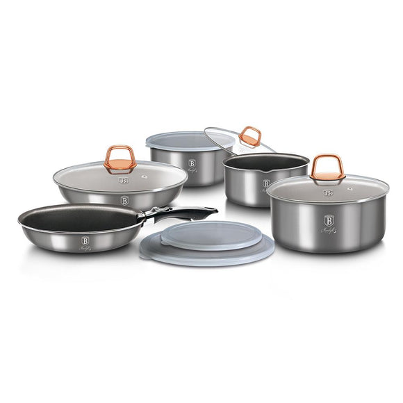 12-Pieces Cookware Set w/ Detached Ergonomic Handle Moonlight