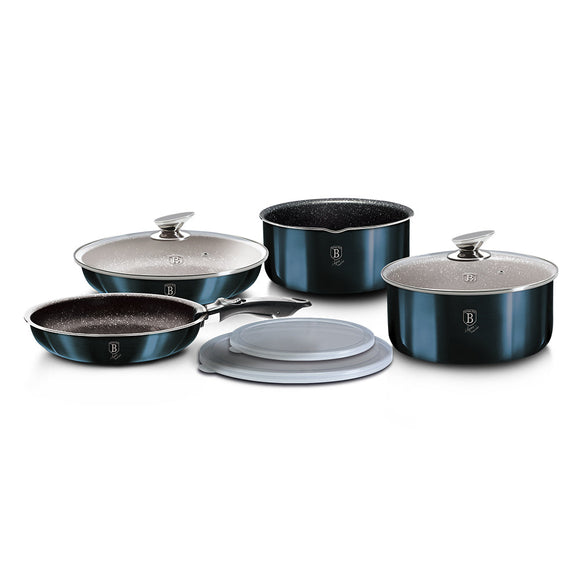 9-Pieces Cookware Set w/ Ergonomic Handle Aquamarine Collection