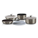 9-Pieces Cookware Set with Detached Ergonomic Handle