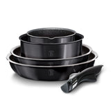 9-Pieces Cookware Set with Detached Ergonomic Handle