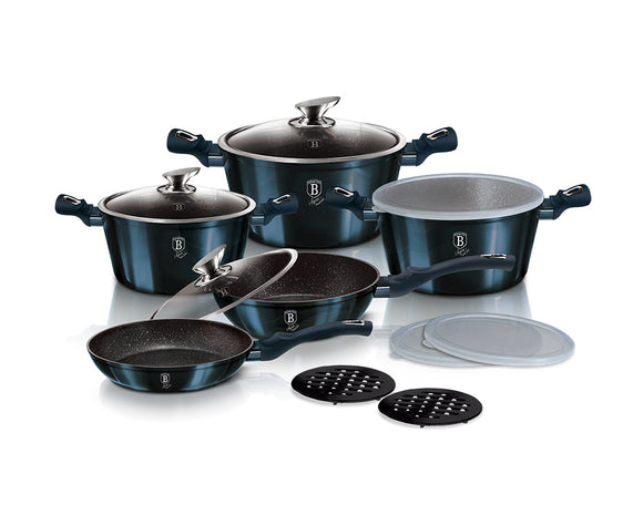 13-Piece Kitchen Cookware Set Aquamarine Collection