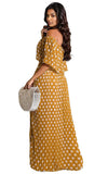 Off Shoulder Polka Dot Printed Maxi Dress