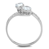 Rhodium 925 Sterling Silver Ring with AAA Grade CZ in Clear