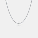 Inlaid Zircon Heart 925 Sterling Silver Necklace