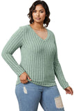 Basic Bae Full Size Ribbed V-Neck Long Sleeve T-Shirt