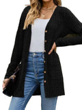 Ribbed Button Up Long Sleeve Cardigan