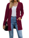 Ribbed Button Up Long Sleeve Cardigan