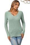 Basic Bae Full Size Ribbed V-Neck Long Sleeve T-Shirt