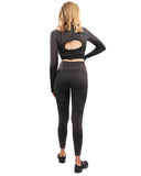 Decata Seamless Leggings & Sports Top Set - Black & Brown