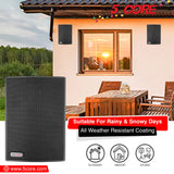 Outdoor Speaker Wired Waterproof Speaker Mounts Indoor Steel Easy Wall Patio Garage Home 2PCS 5 Core 13T BL Ratings (Black)