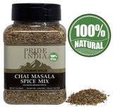 Pride of India – Chai Masala Mulling Spice Mix – Gourmet Spice Mix for Teas & Coffee – Caffeine Free – Authentic Mulling Spice Blend – Vegan & Gluten-Free - Easy to Store – 7oz. Medium Dual Sifter Jar