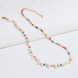 Freshwater Pearl Necklace Women's Hundred Candy Color Bohemian Beaded Asymmetric Niche Design Collarbone Chain