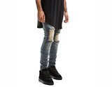 Mens Jeans Distressed Ripped Biker Slim Fit Jeans Moto Retro Denim Pants