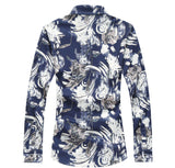 Mens Dress Shirts Long Sleeve Floral Printed Slim Fit Dress Button Down Shirts