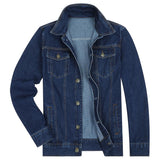 Mens Lapel Classic Denim Jacket Button Down Solid Outwear