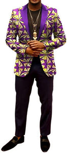 Mens African Suit Jacket Print Blazer Slim Fit Sport Coat 1 Button Fashion Tuxedo for Party; Banquet; Festival Celebration