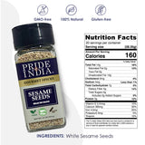 Pride of India – Sesame Seed Whole – Unhulled & Fresh – Keto-Friendly/Gluten-Free – Rich in Dietary Fiber - Ideal Seasoning for Salads/Sweets/Desserts – Easy to Use – 2.5 oz. Small Dual Sifter Bottle