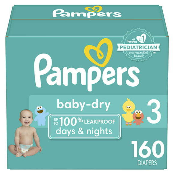 Pampers Baby-Dry Diapers Size 3, 160 Count