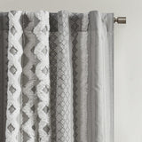 Imani Cotton Printed Curtain Panel with Chenille Stripe and Lining