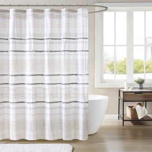 Nea Cotton Printed Shower Curtain with Trims