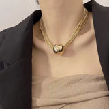 Stacking necklaces, geometric orb necklaces, European and American jewelry, punk and exaggerated multi-layer chains.