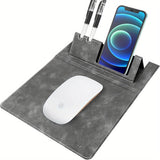 3-in-1 Multi-Functional Mouse Pad With Phone Holder, Ultra Smooth PU Leather Mouse Pad With Non-Slip Base