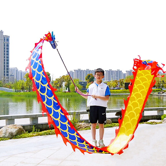 Lightweight Dragon Poi with 3D Dragon Head & Swing Rope Combo for Kids and Beginners, Flowy Dragon Ribbon Streamer Outdoor Fitness Golden Dragon Stage Prop Set