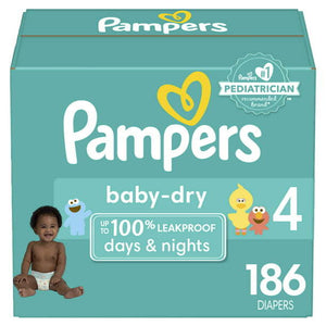 Pampers Baby-Dry Diapers Size 4, 186 Count