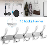 Wall Mount Coat Hook 15 Hooks Stainless Steel Clothes Hangers Rack Robe Hat Towels Hook Coat Rack Hook