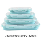 Foldable Silicone Lunch Box Microwaveable Bento Box Fruit Preservation Box Picnic Portable Lunch Box