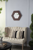 18.5" x 18.5" Hexagon Mirror with Solid Wood Frame, Wall Decor for Living Room Bathroom Hallway, Dark Brown