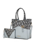 Iris Snake Embossed Vegan Leather Women Tote Bag with matching Wristlet Pouch