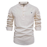 Mens Cotton Linen Henley Shirt Casual Button Down Short Sleeve Shirts Summer Beach T Shirts